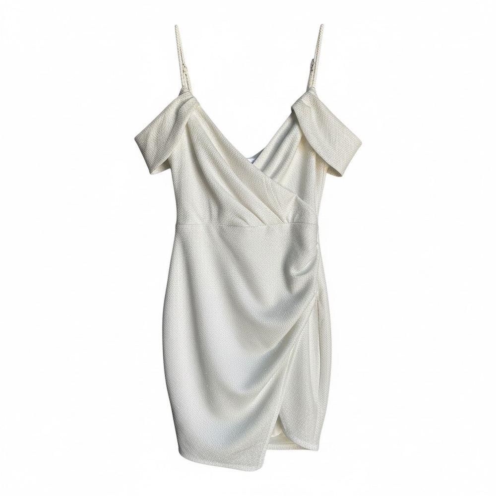 Honey and Rosie Cream Draped Mini Dress